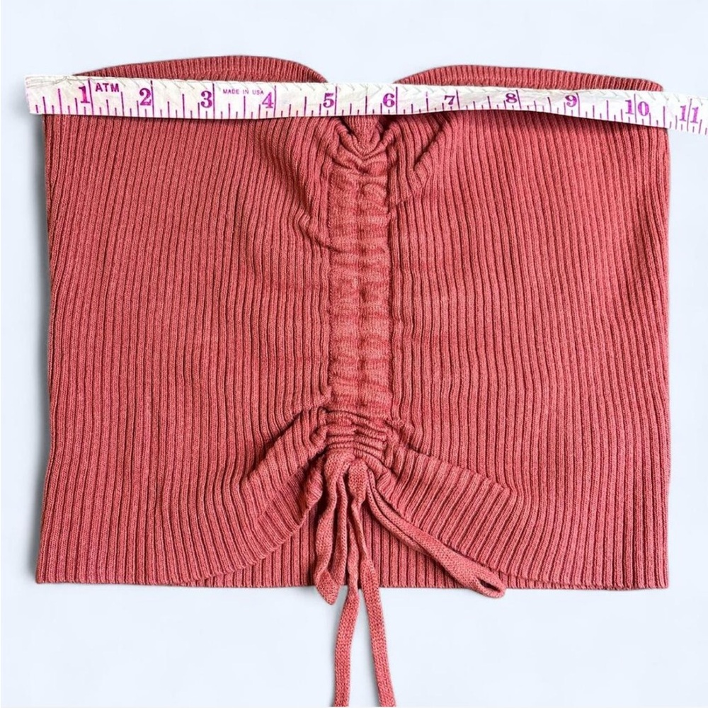 Love Tree Ribbed Ruched Tube Top - Rust Medium - Picture 4 of 7